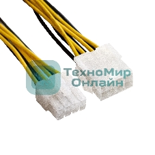 Удлинитель кабеля питания материнской платы +12V ExeGate EX-EXT-8M8F-0.3 (8pin EPS12V M/8pin EPS12V F, 0,3м)