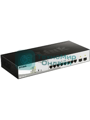 Коммутатор D-Link DGS-1210-10P/FL2A, 8×1 Гбит/с + 2×1 Гбит/с SFP, настраиваемый