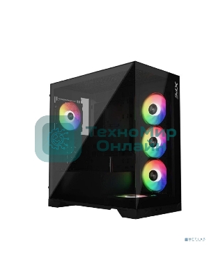 Компьютерный корпус XPG INVADER X BLACK (INVADERXMT-BKCWW) Mid-Tower Gaming ATX PC Case with Panoramic View, Tempered Glass Panels, and RGb Lighting Black