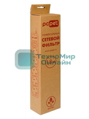 Сетевой фильтр PC Pet AP01006-1.8-GR 1.8 м, 5 розеток, серый