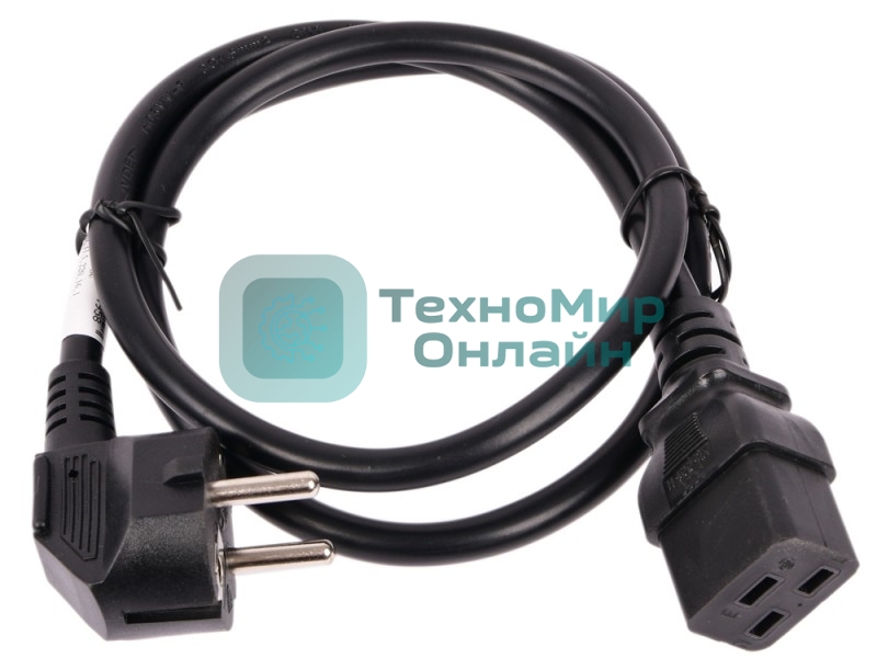 Шнур питания C19-Schuko прямая, 3х1.5, 220В, 16А, черный, 5 метров