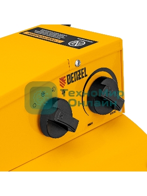 Тепловая пушка Denzel SFH-15000, 400 В, желтый, 120/9000/15000 Вт, 150 м2, термостат