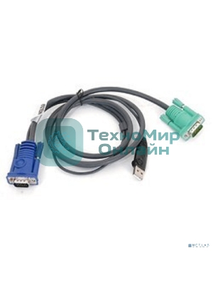 Шнур, мон+клав+мышь USB ATEN, SPHD15=>HD DB15+USB A-Тип, Male-2xMale, 8+4 проводов, опрессованный, 1.8 метр., черный, (2L-5202U)