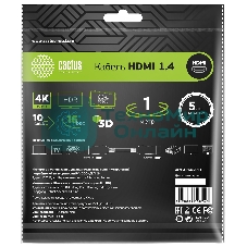 Кабель аудио-видео Cactus CS-HDMI.1.4-1 HDMI (m)/HDMI (m) 1м. позолоченные контакты черный