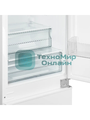 Встраиваемый холодильник Kuppersberg RBN 1763, полезный объем 233 л, сенсорное управление, полезный объем морозильной камеры 63 л, No Frost, LED подсветка, перенавешиваемые двери, суперзаморозка, отсек для овощей, белый
