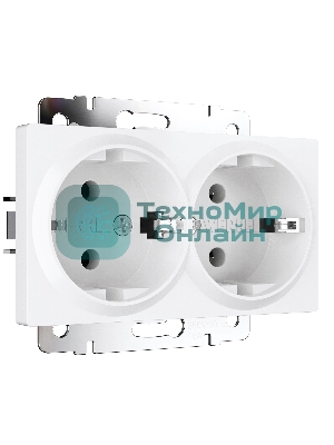 Розетка двойная с заземлением Werkel W1172061 (белый матовый)