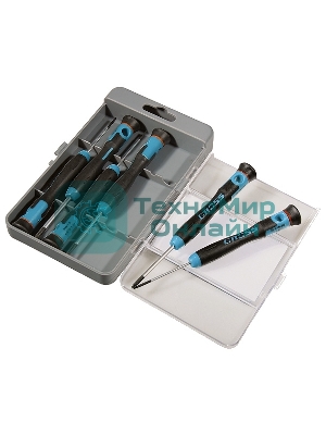 Набор отверток Gross 13347 для точной механики crmo двухкомпонентные рукоятки 6 шт. пласт. бокс