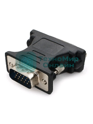 Переходник Cablexpert VGA-DVI, 15M/25F, черный, пакет (A-VGAM-DVIF-01)