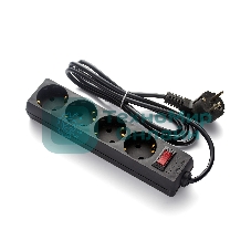 Удлинитель ExeGate EC-4-1.8B (EX279396RUS), черный, 1,8 м, евровилка с заземлением, 4 евророзетки с заземлением, 2200 Вт