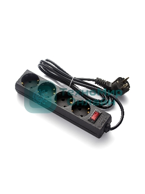 Удлинитель ExeGate EC-4-1.8B (EX279396RUS), черный, 1,8 м, евровилка с заземлением, 4 евророзетки с заземлением, 2200 Вт