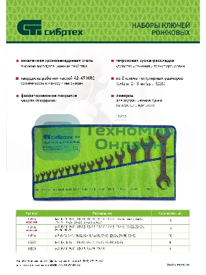Набор ключей рожковых Сибртех, 6 - 32 мм, 12 шт., CrV, фосфатированные