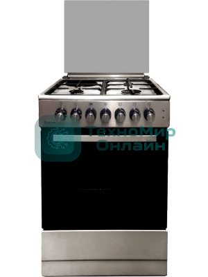 Комбинированная плита De Luxe 606031.12гэ 000(кр)чр нержавеющая стальГазово-электрическая плита, Цвет - нержавеющая сталь, Электророзжиг 3 газовые конфорки 1,0/1,5/3,0 кВт 1 электрическая конфорка 1,5 кВт Основные характеристики духового шкафа: Электрическая духовка Нижний ТЭН - 1,1 кВт ТЭН верхний/гриль - 1,3 кВт/1,8 кВ   тТерморегулятор Гриль Механический таймер Освещение Объём духовки 58 л.  Комплектация: Большой противень Малый противень Решётка для жарки Чугунные решётка рабочего стола Стеклянная крышка рабочего стола Хозяйственный отсек