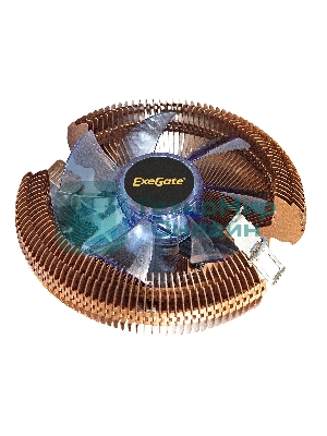 Кулер для процессора ExeGate Wizard EE91-Cu.BLUE бронзовый, 90 мм, алюминий/медь, 2200 об/мин, 22 дБ, 3 pin, 80 Вт, 45 мм