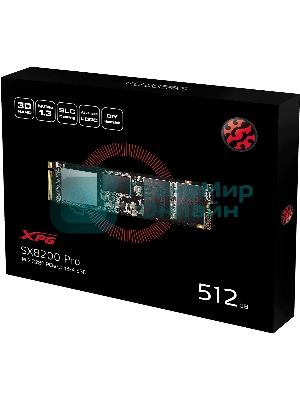 Накопитель SSD XPG SX8200 Pro, 512 Gb, PCIe 3.0 x4, M.2 2280, NVMe, R/W 3350/2350, с радиатором