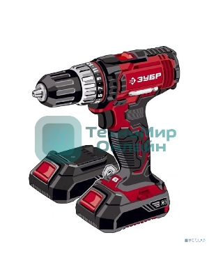 Дрель-шуруповерт Зубр ДШУ-185-22, 18 В, 2 Ач, 40 Нм, щеточный, ударный