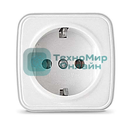 Розетка 1-м ОП Электра с заземл. белый Союз 0012