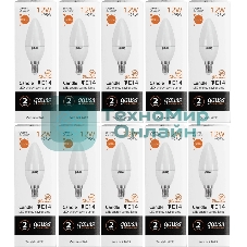 Лампа светодиодная Gauss Elementary 12Вт цок.: E14 свеча 220B 3000K св. свеч. белый теп. C37 (упак.: 10 шт)