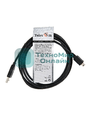 Кабель USB 2.0 A-->mini-B 5P (1.8 м) черный, Telecom TC6911BK-1.8M