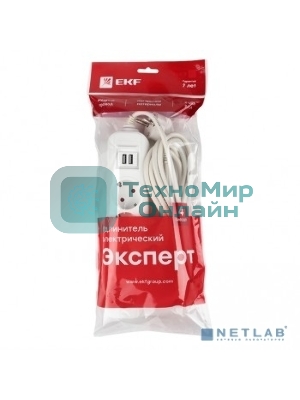 Удлинитель EKF UBA16-2USB-4-02i 