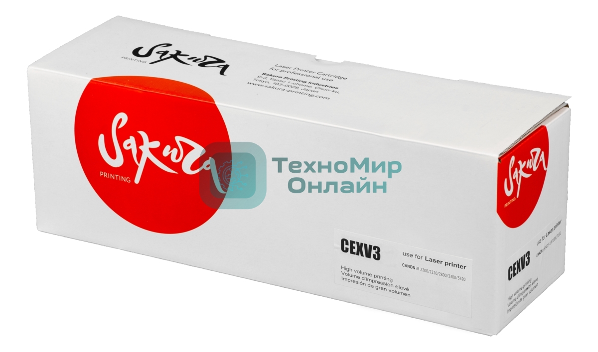 Тонер-туба Sakura CEXV3 для Canon iR-2200/2200i/2800/3300/3300i/3320, черный, 15 000 к.