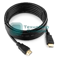 Кабель Cablexpert HDMI CC-HDMI4-15, 19M/19M, v2.0, медь, позол.разъемы, экран, 4.5м, черный, пакет