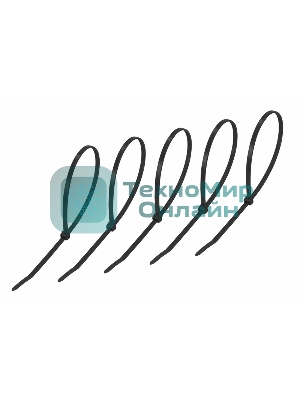 Хомут-стяжкa нeйлонoвая Rexant 300x4,8 мм, черная, упаковка 25 шт.