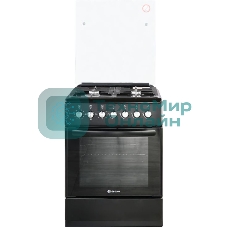 Плита Комбинированная De Luxe 606040.00гэ-003(кр) ЧР черный (стеклянная крышка) реш.чугун