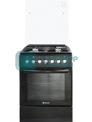 Плита Комбинированная De Luxe 606040.00гэ-003(кр) ЧР черный (стеклянная крышка) реш.чугун