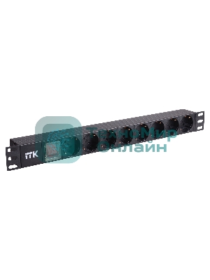 Блок розеток 19 (8шт)PDU с LED выкл.алюм.профиль 1U шнур 2м вилка DIN49440 (нем.станд.) PH12-8D1 ITK