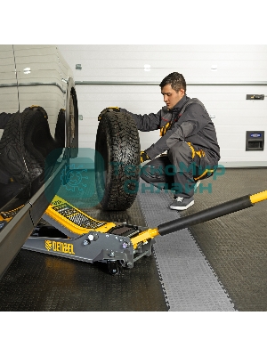 Домкрат гидравлический подкатной Denzel 3 т, 85-610 мм, быстрый подъем, низ. подхват, проф, SUV