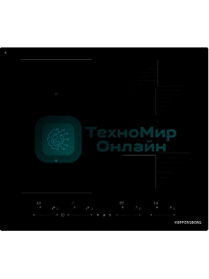 Варочная панель Kuppersberg ICI 616 60 см, индукция, High-Tech, inverter, прямой край, 9 уровней мощности, бустер, Stop and Go, Bridge zone, автоматическое отключение, таймер, индикатор остаточного тепла, сенсорное/слайдерное управление, черный