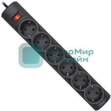 Сетевой фильтр Defender DFS 151 1.8 m, 6 розеток, черный