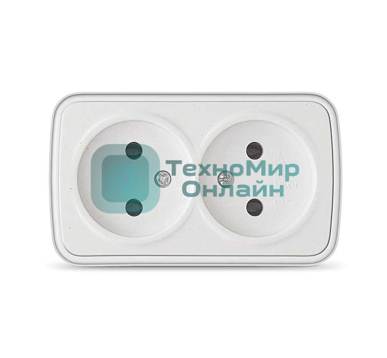 Розетка 2-м ОП Электра 16А IP20 без заземл. белый Союз 0024