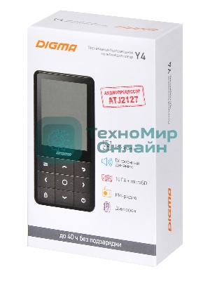 Плеер Hi-Fi Flash Digma Y4 BT 16Gb черный/2.4