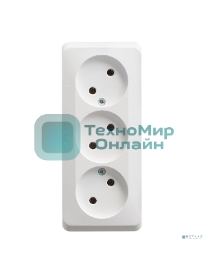 Розетка 3-м ОП Этюд 16А IP20 без заземл. без защ. шторок белый SchE PA16-009B