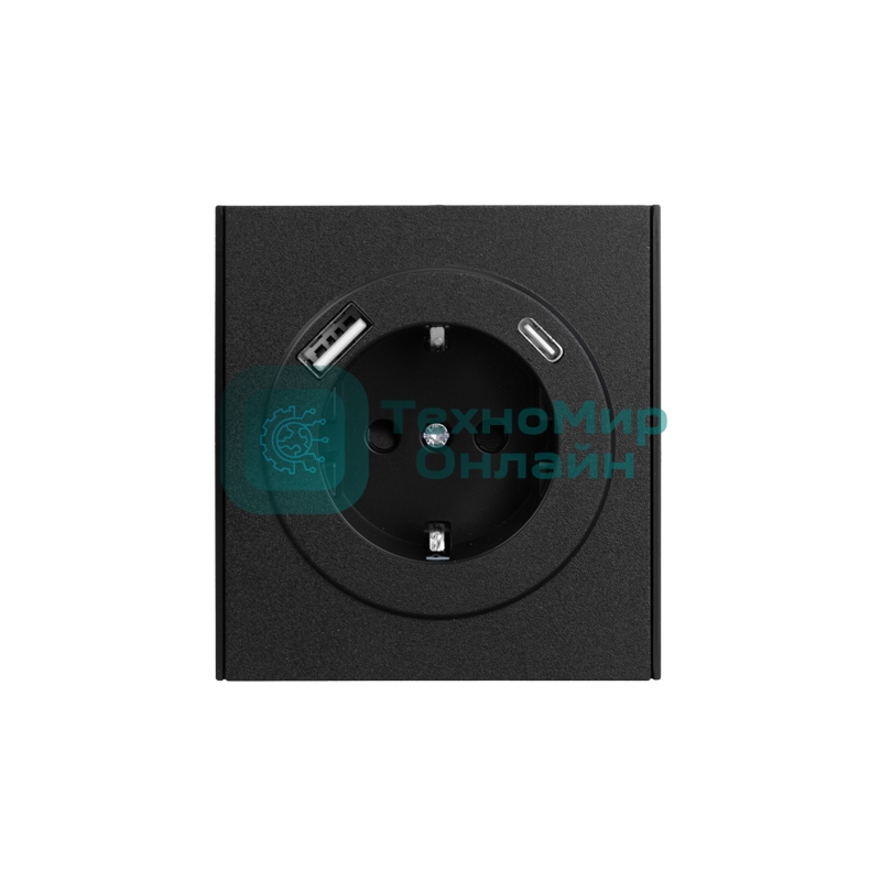 Розетка Kranz STRONG 1-ая с/з с/у з/ш 16А с USB A+C быстрой зарядки 5В/3А антрацит