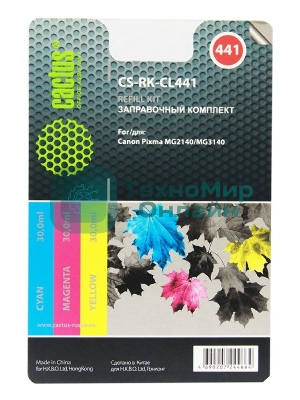 Заправочный набор Cactus CS-RK-CL441 цветной (3x30мл) Canon MG2140/MG3140