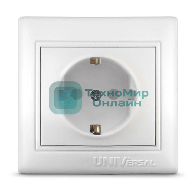 Розетка 1-м СП Севиль 16А IP32 с заземл. защ. шторки бел. UNIVersal С0049