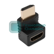 Переходник GoPower HDMI (m)-HDMI (f) угловой 4K 60Hz черный в пакете (1/500)