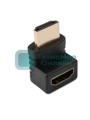 Переходник GoPower HDMI (m)-HDMI (f) угловой 4K 60Hz черный в пакете (1/500)