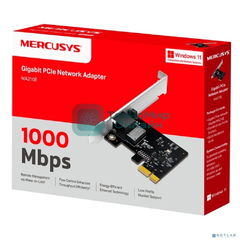 Адаптер Gigabit PCIe Network Mercusys MA210E