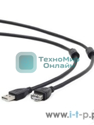 Кабель Gembird/Cablexpert USB 2.0 Pro AM/AF, 3м, экран, 2феррит.кольца, черный, пакет