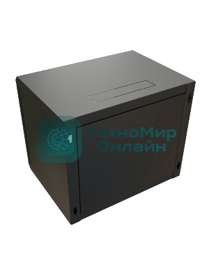 Шкаф коммутационный WRline (WR-TW-1245-GP-RAL9004) настенный 12U 600x450 мм пер. дв. стекл 2 бок. пан. 60 кг черный 370 мм 650 мм IP20 сталь