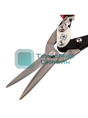 Ножницы по металлу Matrix, удлиненные, 290 мм, прямой рез, CrMo, 2-комп.обрезиненные рук-ки, PRO