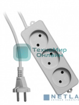 Удлинитель Гарнизон EL-NL3-W-2, 3 розетки допустимый ток 10А, длина 2 м.