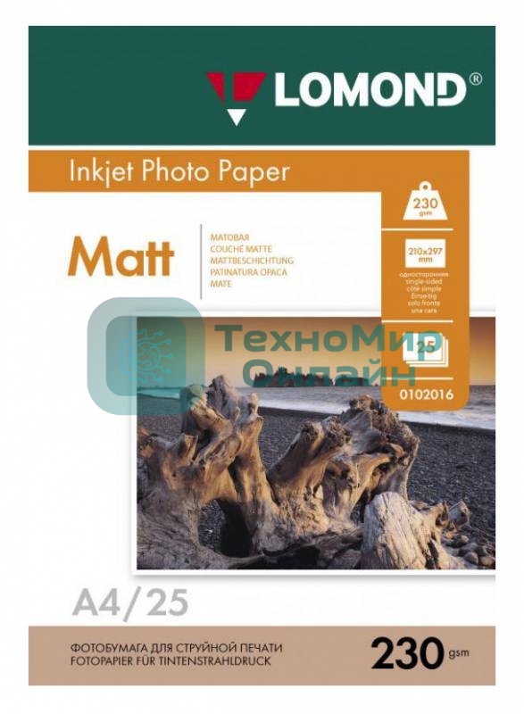 Фотобумага Lomond 0102050 A4/230г/м2/25л./белый матовое для струйной печати