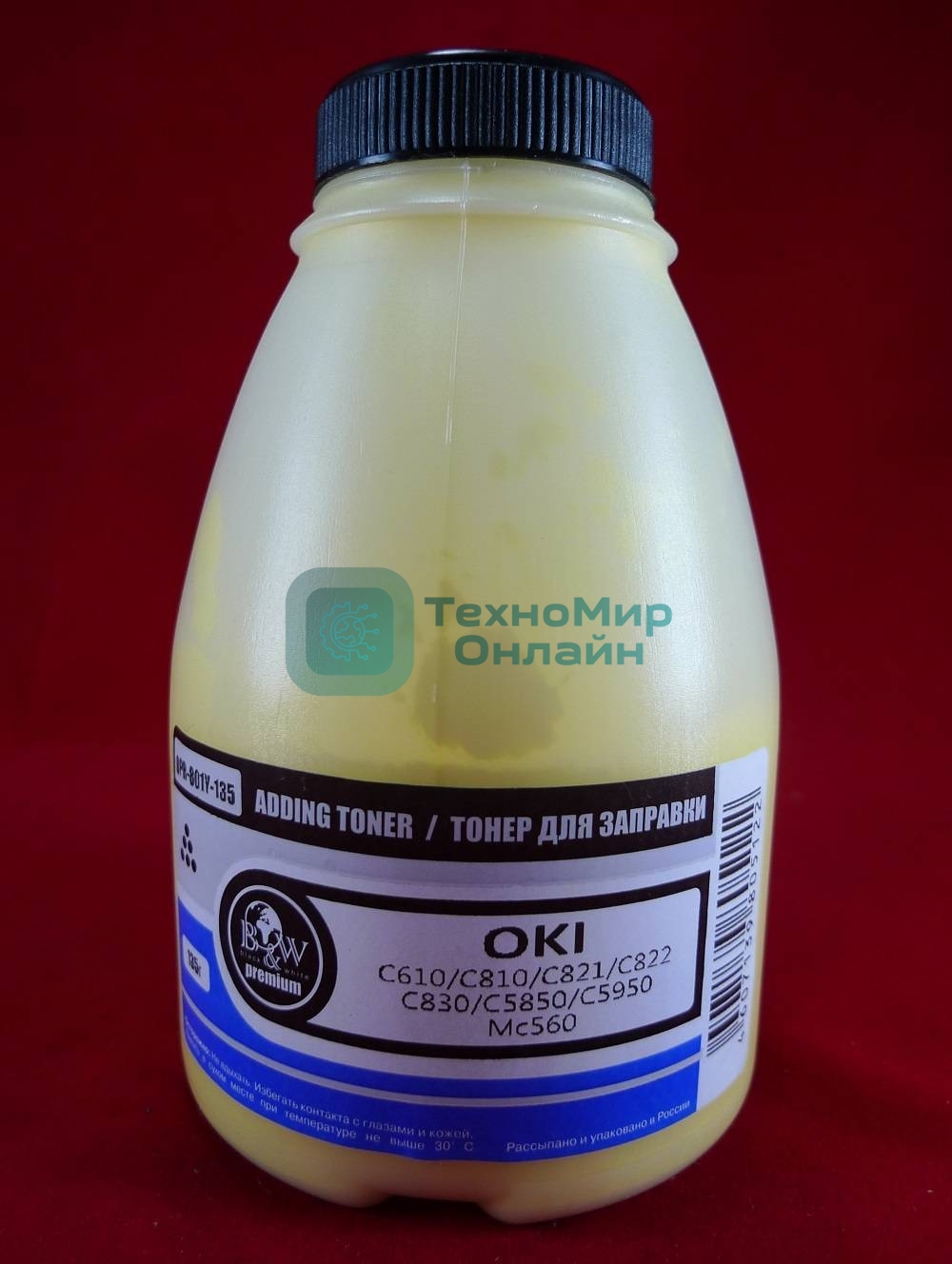 Тонер OKI C610/C810/C821/C822/C830/C5850/C5950/MC560 Yellow (фл., 135г) B&W Premium (Tomoegawa) - фас.России