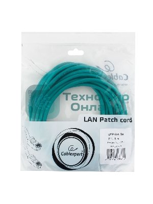 Патч-корд UTP Cablexpert cat.5e, 5м, литой, многожильный, зеленый