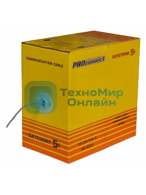 Кабель витая пара PROconnect U/UTP, cat.5e, PVC, 4PR, 24AWG, медный, внутренний, серый, 305 м