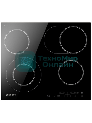 Встраиваемая электрическая варочная панель Samsung NZ64T3516AK/WT, 55 х 575 х 505 мм, стеклокерамика, скошенный край, черный